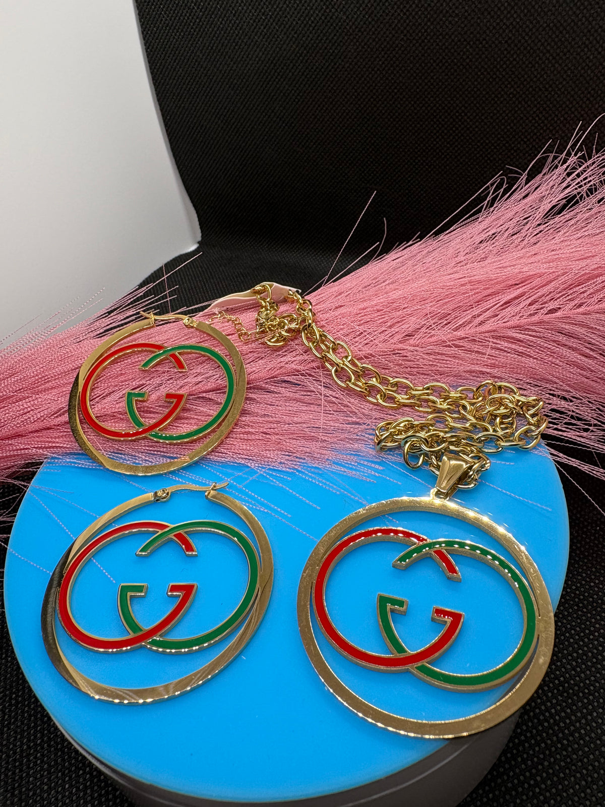 2 Pcs Lux jewelry Earrings and Necklace Hiphop Style