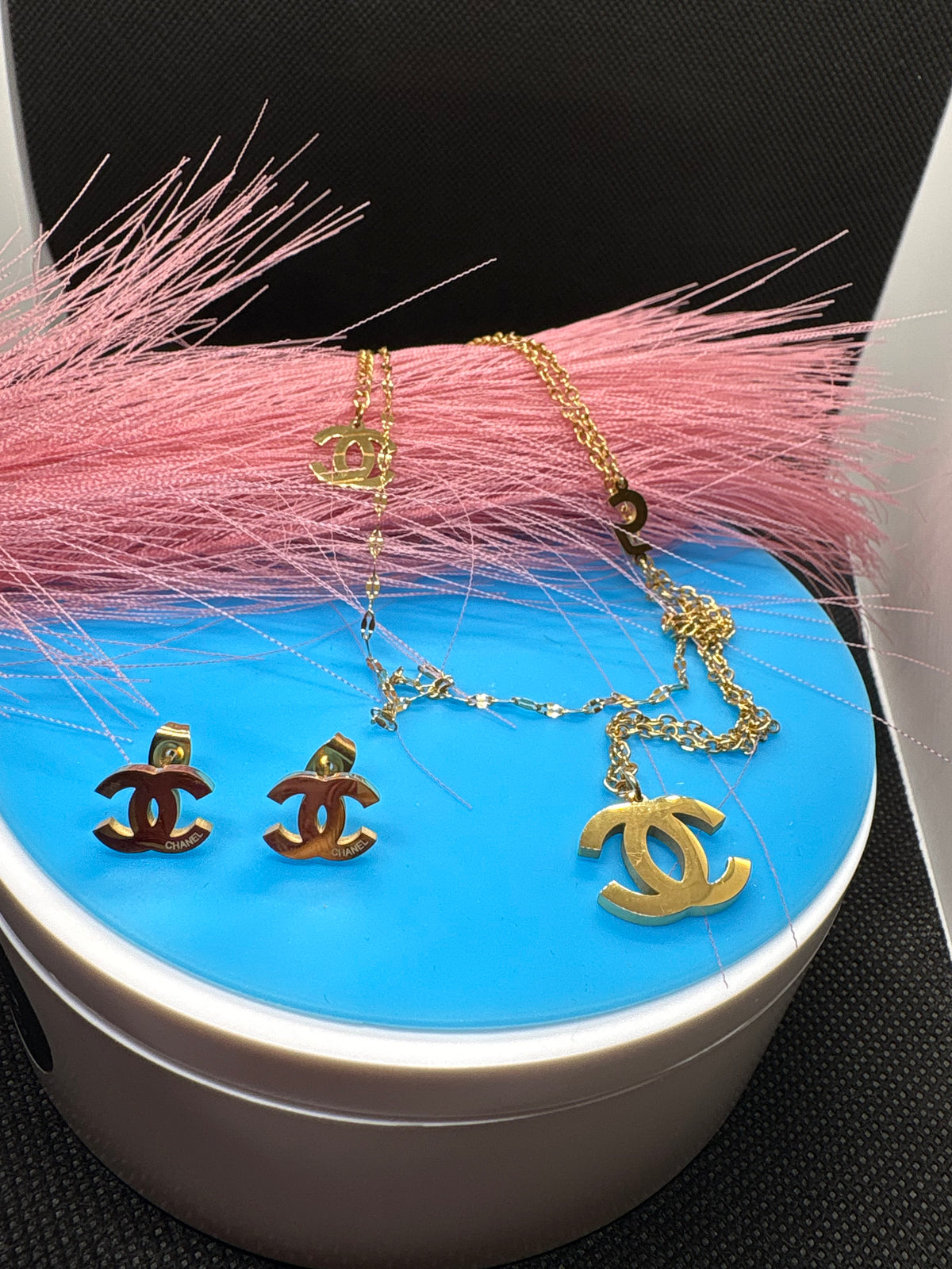 2Ocs Lux jewelry double layers #5 Earrings and Necklace
