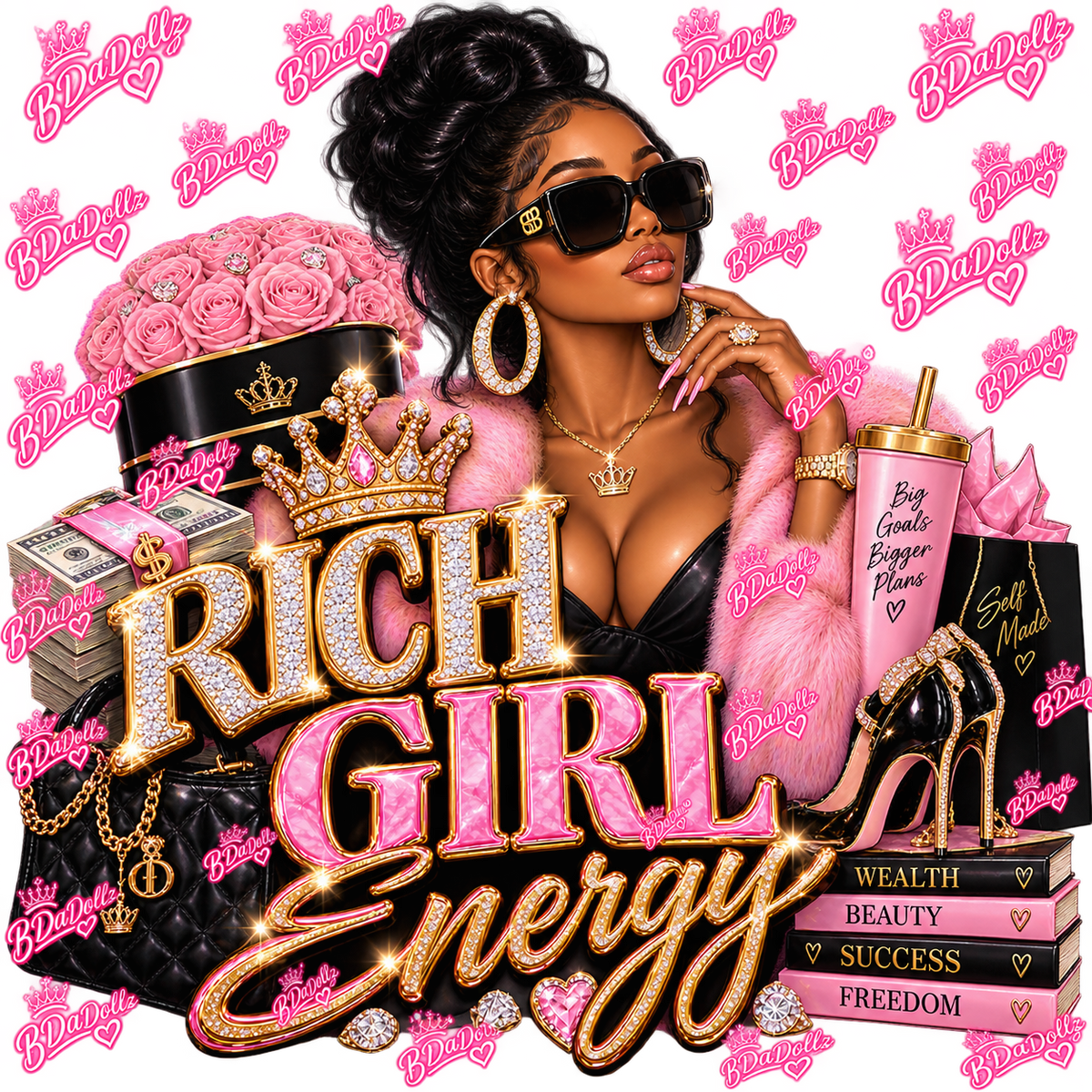 Rich Girl Energy / High quality graphic design digital downloads DTF transfer